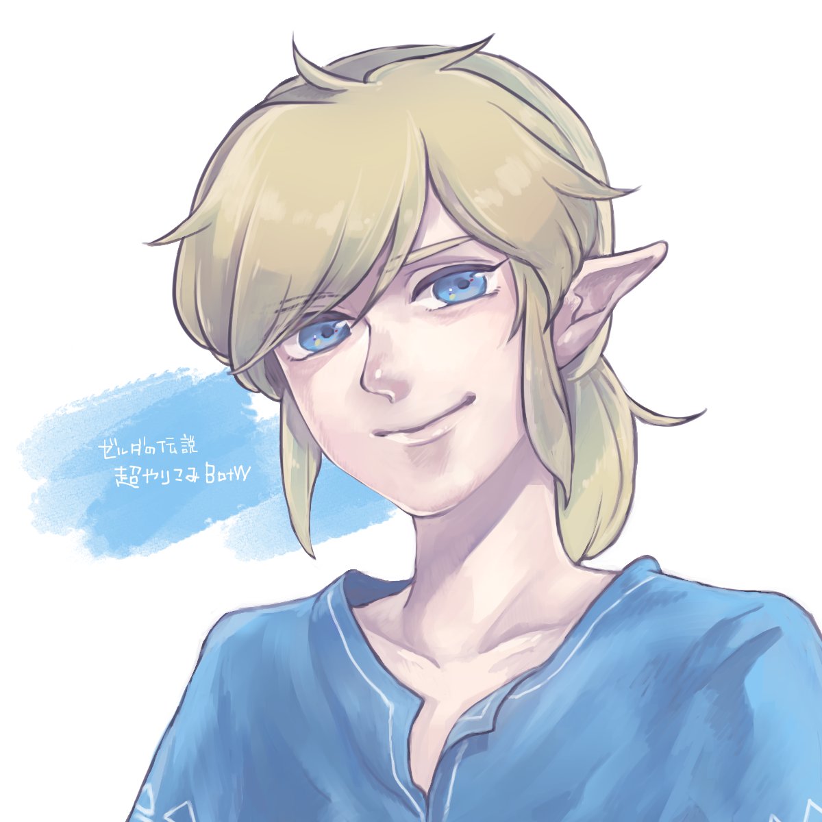 link 1boy male focus pointy ears solo blue eyes blonde hair smile  illustration images