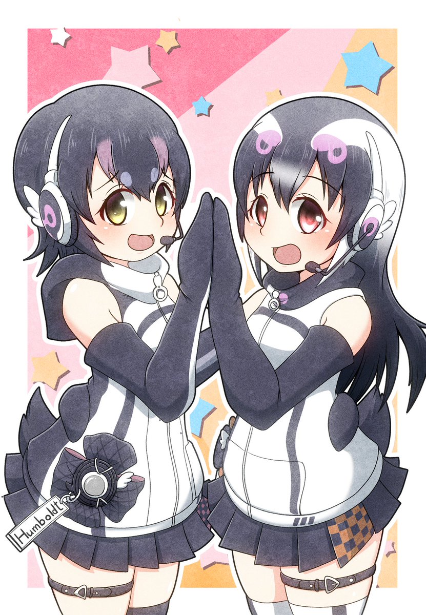 フンボルトペンギン(けものフレンズ) 「けもフレ新人VTuberの二人です
#ふんぼるとあーと 
#けーぷあーと 
 #」|けぬたの最強サブ垢のイラスト