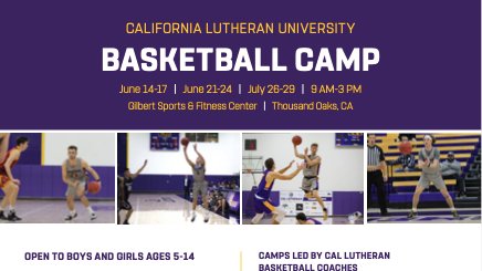 Youth basketball camps are on the agenda for this summer at CLU.  You can sign up here:  clusports.com/Camps-_Clininc…

DM with questions!