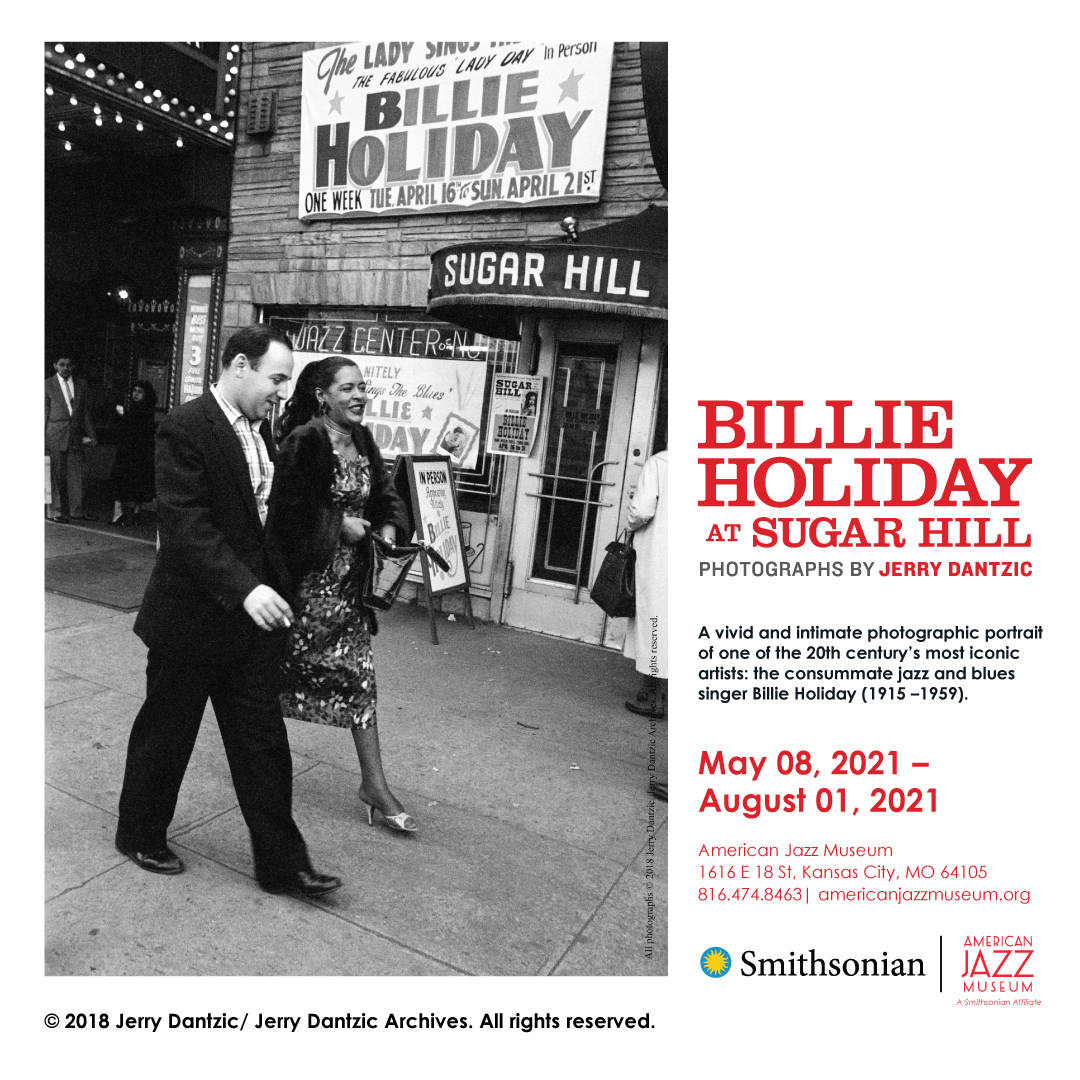 4 days until the public gets to see our <a href="/sitesExhibits/">SITravelingExhibits</a> exhibit, "Billie Holiday at Sugar Hill: Photographs by Jerry Dantzic" at the American Jazz Museum!

Featured: Billie Holiday with Bernie Weissman owner and manager of Sugar Hill on Broad Street Newark New Jersey April 1957