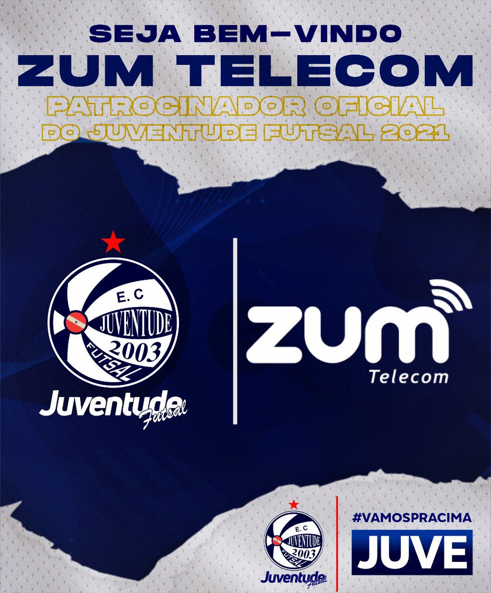 juvefutsal_pa's tweet photo. Pelo terceiro ano consecutivo a Zum Telecom renova a parceria com o Juventude Futsal para mais uma temporada.
#ZumTelecom
#ECJF https://t.co/SPqcO5ZBhD