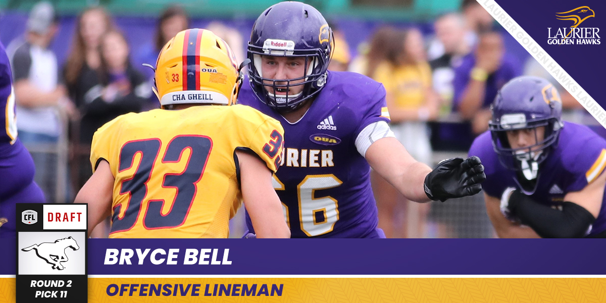 WLUAthletics's tweet image. Waterloo native and @LaurierFootball OL Bryce Bell is headed to @calstampeders! Congratulations Bryce! 

#SoarAbove #CFLDraft