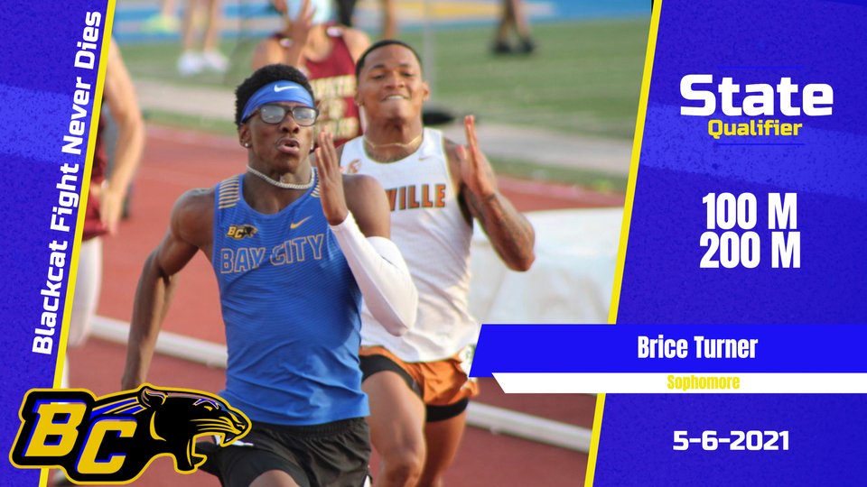 Congratulations to Bay City Sophomore Brice Turner as he competes in the 100 m and 200 m at the State Track in Austin on Thursday at 6:05 and 7:30 pm.  You can watch Brice run online at nfhsnetwork.com/associations/u…
#BFND
