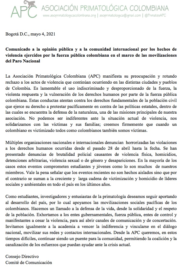 Asociación Primatológica Colombiana tweet media