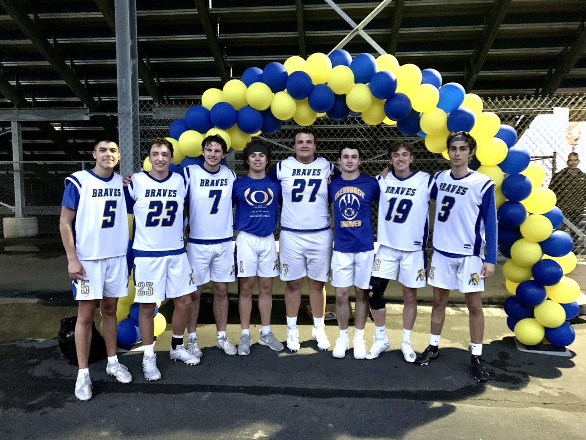 Braves_Lacrosse's tweet photo. Oh what a night! Our Braves take the W with a final score of 10-6. Congratulations to our seniors! https://t.co/paVfduKrHy
