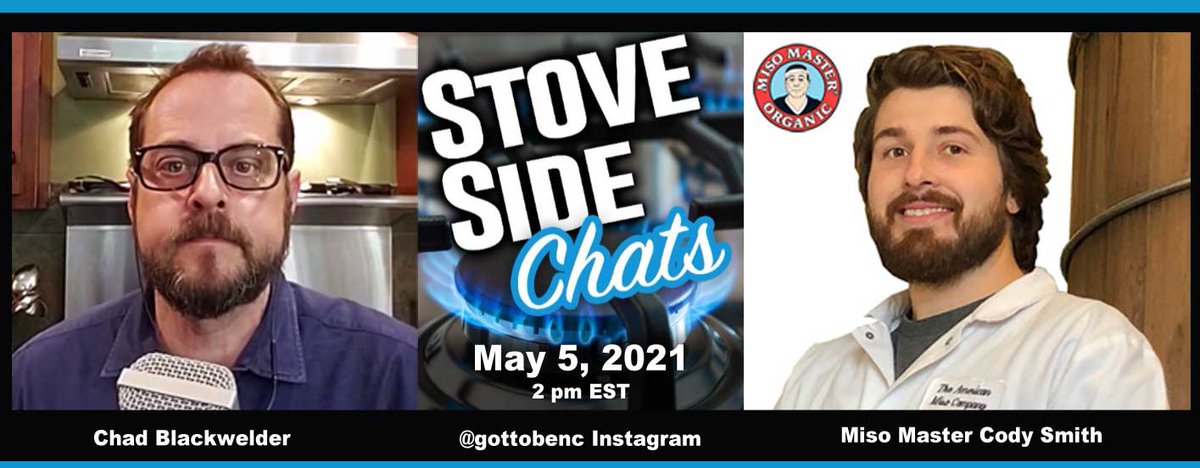 Miso Master Cody Smith will be on Stove Side Chat with host Chad Blackwelder.  Tune in to learn about life as the Miso Master at the American Miso Co. where our organic Miso Master Miso is traditionally crafted. Today, May 5th ~ 2 pm @gottobenc IGTV bit.ly/3gRh7Df