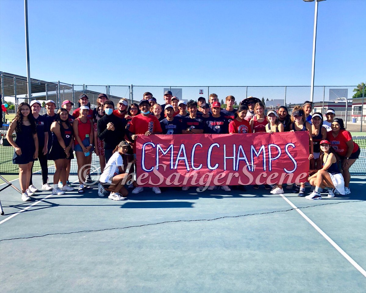 Congrats Apache Boys &amp; Girls Tennis Teams &amp; Coaches Warkentin &amp; Raulino on your undefeated CMAC Win today, after defeating Madera South. 4th Year in a row CMAC win for boys, 5th year for girls. Both undefeated records of 9-0 for the season. #CMACChamps2021 #tennis 🎾 #Apaches