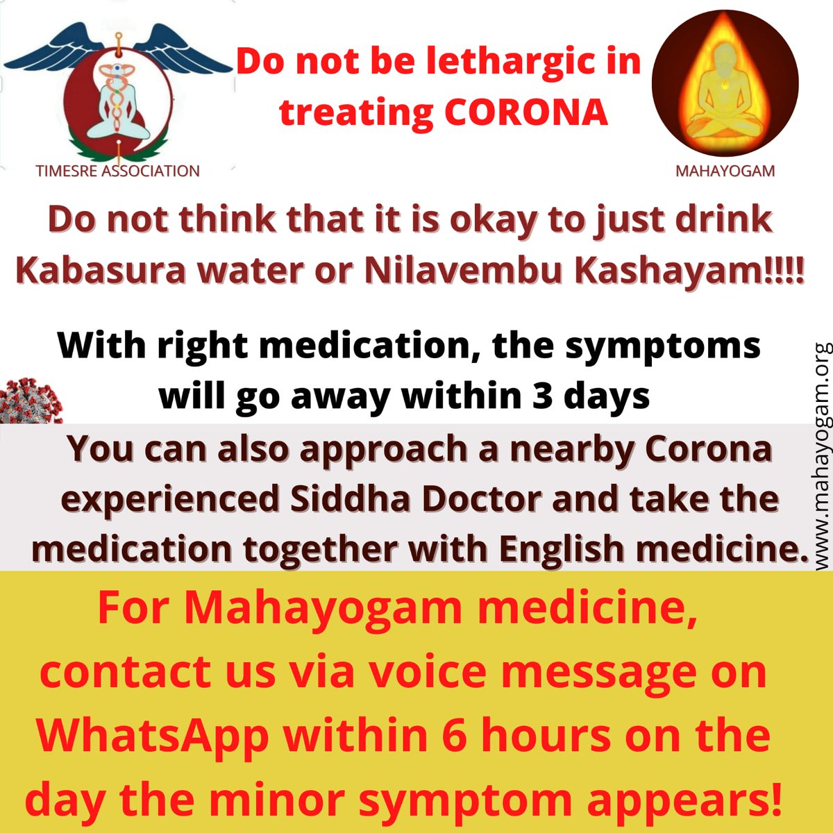 MahayogamF's tweet photo. #Mahayogam #awareness #information #CoronaPandemic #coronavirus take #treatment #asap the moment #symptoms begins  #donotignore the initial #symptoms https://t.co/tBslIegRAw