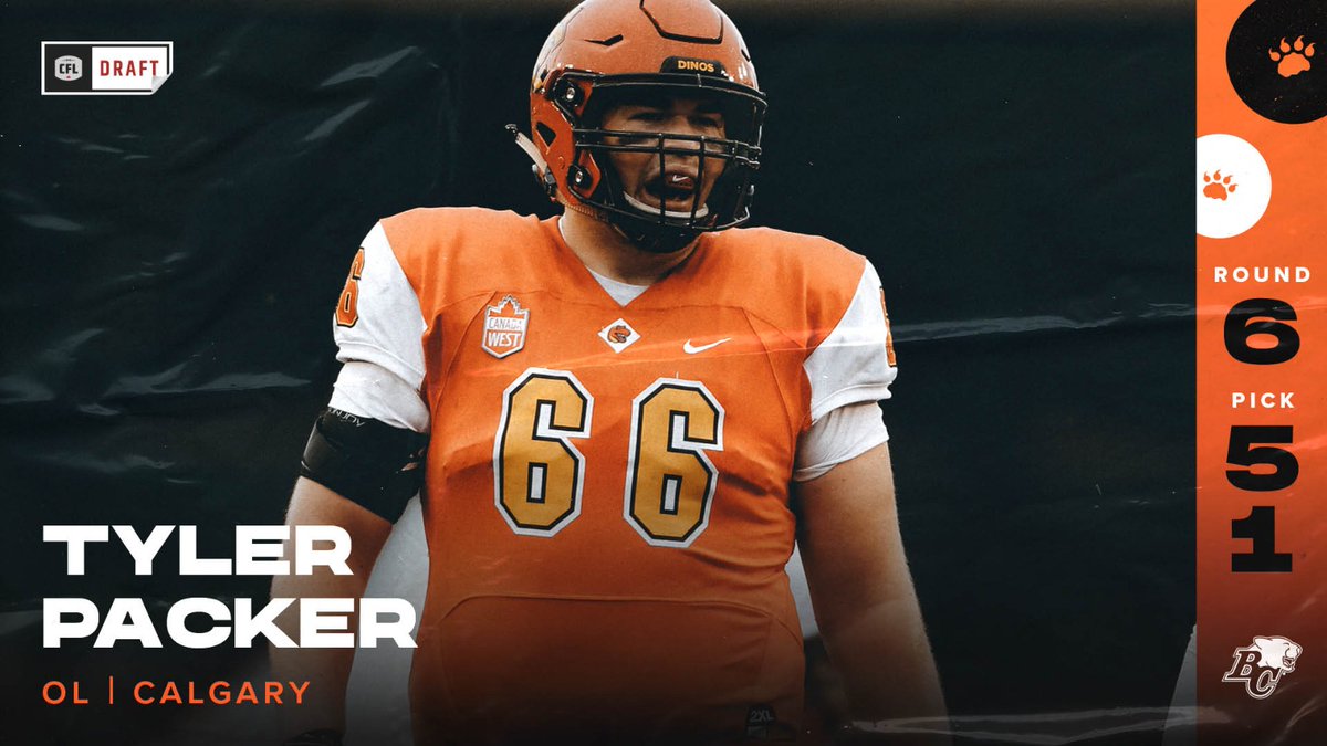 BCLions's tweet photo. Another o-lineman to wrap up the evening! 

#BCLions select @UCDinos OL @typack34 💪🏿

Welcome to the den! https://t.co/7Q2Krv1B8Q