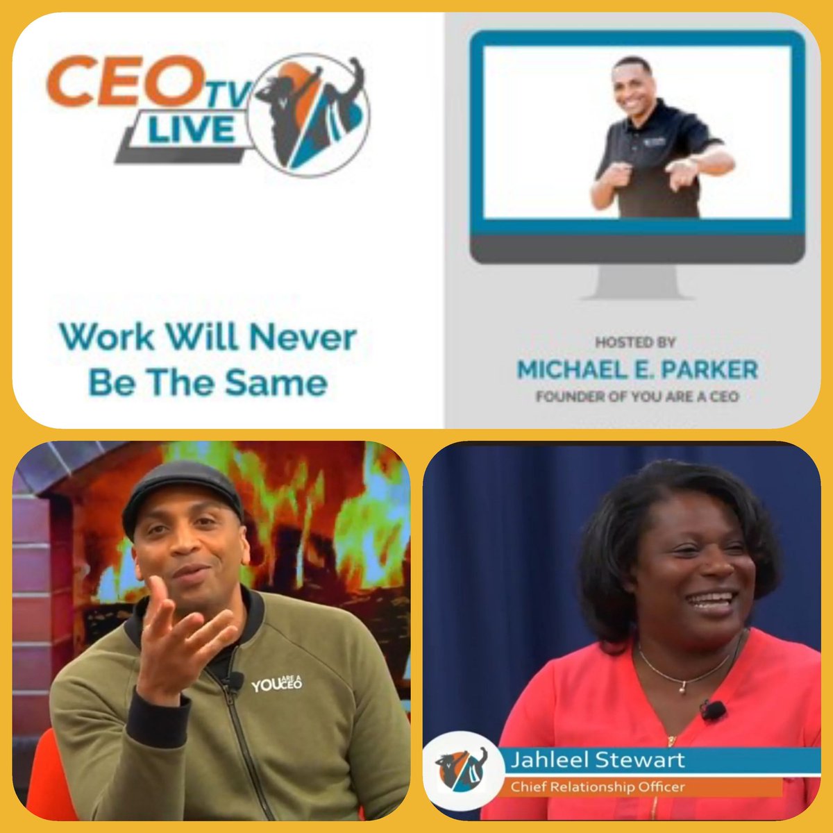 Missed last nights episode of CEO TV?🤔  The conversation between CEO @MichaelEParker and CRO @JahleelStewart delved into the new workplace dynamics due to COVID-19 giving viewers real tips they can immediately use. 
Click to catch up 👉 youtu.be/4KyNnLEOqtQ
