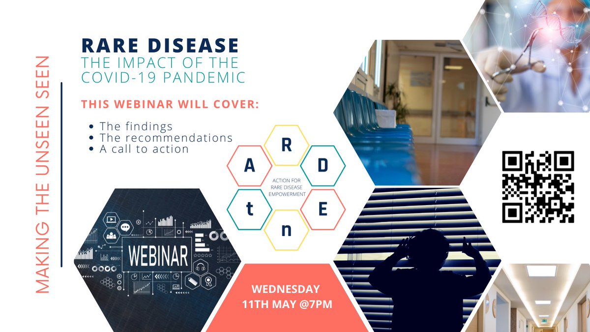 MAKING THE UNSEEN SEEN: A coalition formed during the #COVID_19 pandemic, ARDEnt (Action for Rare Disease Empowerment), reflects on the impact on those living with #RareDiseases. Attend their webinar on 11 May at 7pm to hear the findings &amp; recommendations. bit.ly/3xIthnY