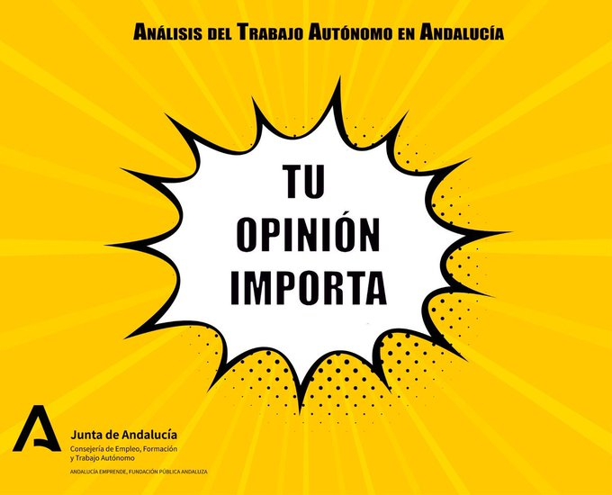 ⏳ÚLTIMO DÍA⌛️

🤲 Queremos ayudarte a ti, persona #TrabajadoraAutónoma, a diseñar instrumentos🔛servicios que te resulten útiles para abordar nuevos retos.

📊Para ello, necesitamos conocer tus✅percepciones✅necesidades ✅expectativas

🆙Participas⁉️📬 bit.ly/3e2YdYs