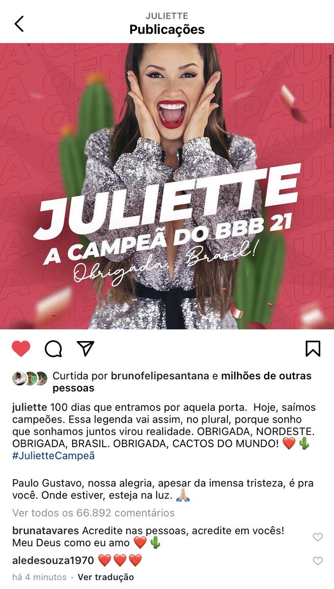emerzou's tweet photo. JULIETTE QUEBROU NOVAMENTE O RECORDE, QUE ANTES PERTENCIA A BILLIE ELISH (5 minutos), DE FOTO MAIS RÁPIDA A ATINGIR 1M DE LIKES, em apenas 4 minutos. #JulietteCampeã https://t.co/1Nz1eS6Hpm