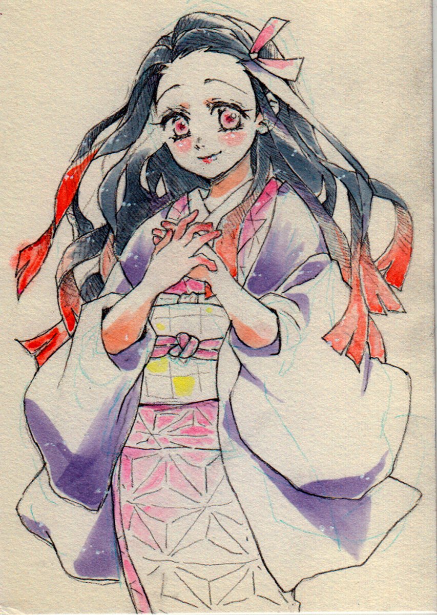 禰豆子 コピックとかアナログ絵ってほとんど描いたことなくて 二年くらい前に憧れのコピック ぐんたおのイラスト