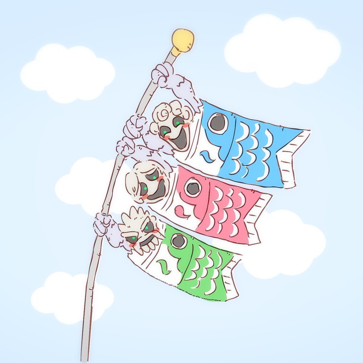 no humans cloud flag sky holding holding flag pokemon (creature)  illustration images