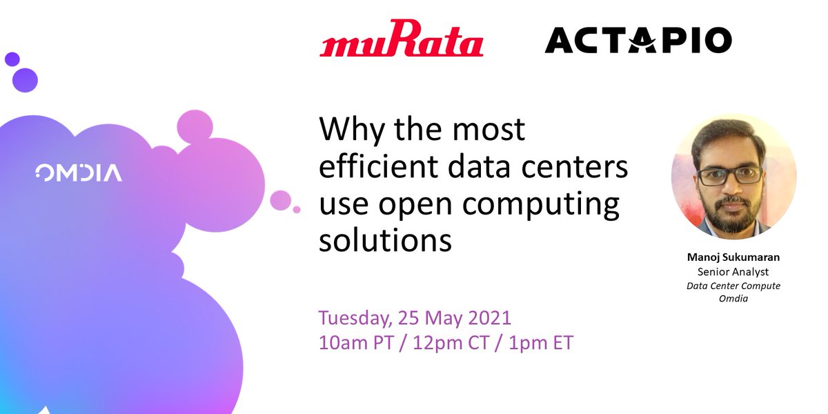 manojsukumaran's tweet image. Join me in this webinar on the growing use of OCP designs and technologies to enable highly efficient data centers #datacenter #EdgeComputing #OpenComputeProject
Register: bit.ly/2POB9my