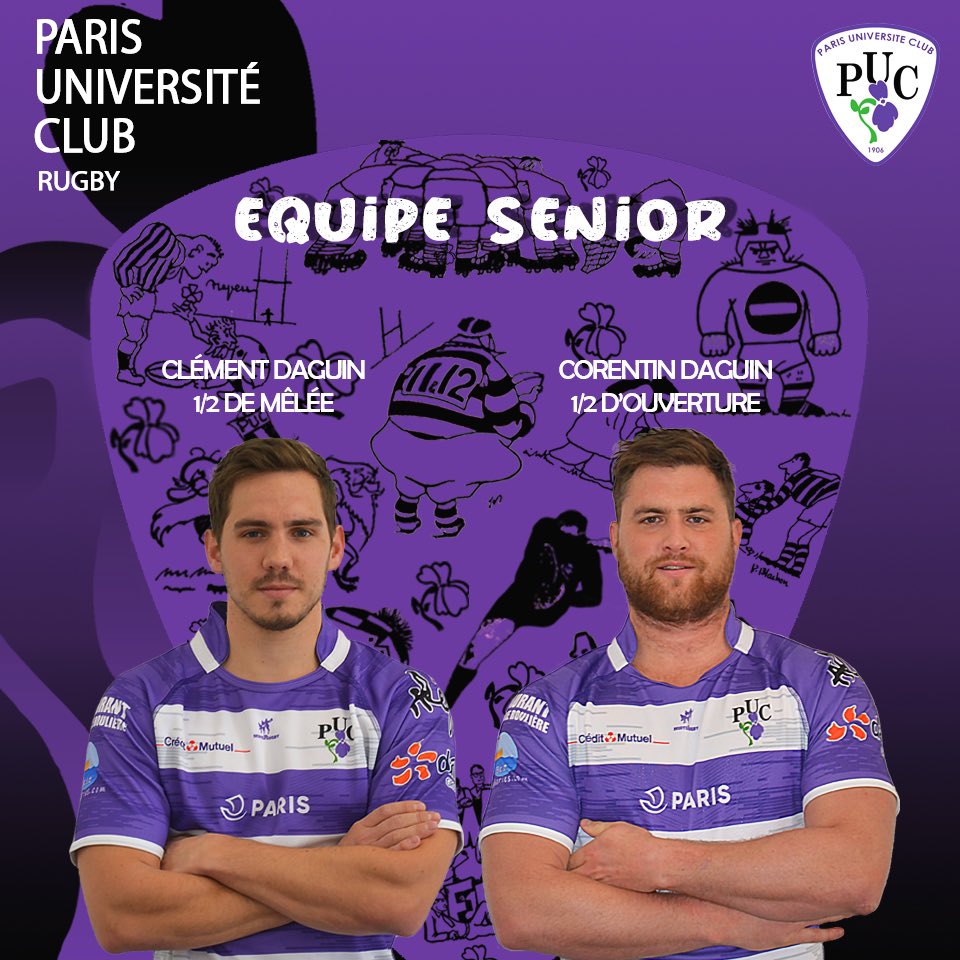| SAISON 2021 - 2022 | 👊
12 ans après, Clément et Corentin Daguin font leur retour en violet.💜
Formés au PUC, et après plusieurs années au plus haut niveau, ils porteront de nouveau la Violette.
Nous les remercions pour leur confiance et avons hâte de lesvoir sous nos couleurs.