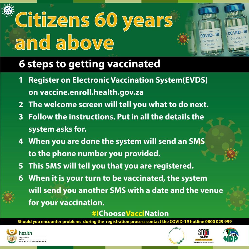 Citizens 60 years and above can now register online for the Covid-19 vaccine in six simple steps. #ChooseVacciNation