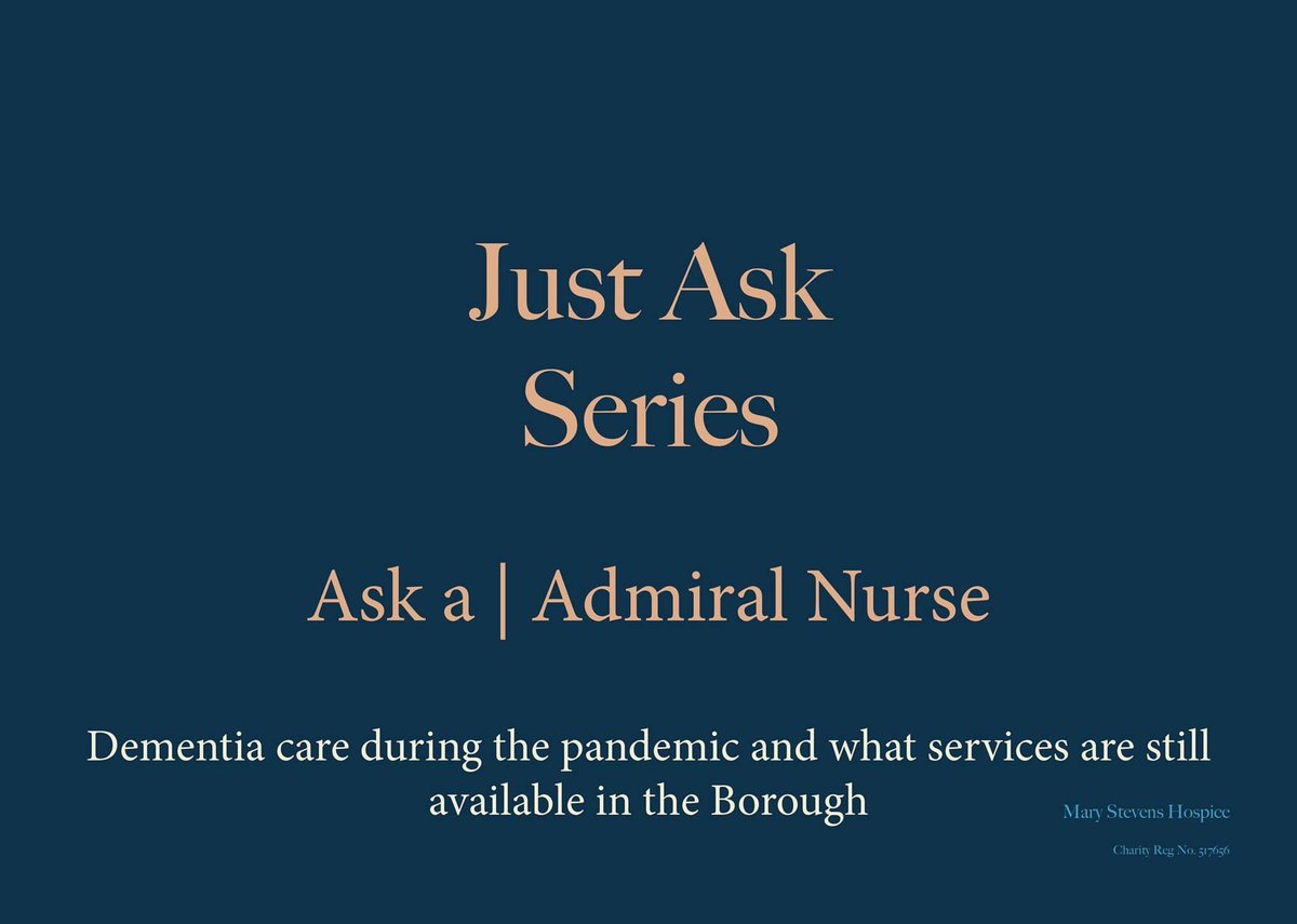 #AdmiralNurse Carol Devaney will be joining our #JustAsk series next Tuesday to speak about #Dementia care during #COVID19 and services available in #Dudley. 

This session is for families, people living with dementia and carers.

To register: MSH.formstack.com/forms/just_ask…