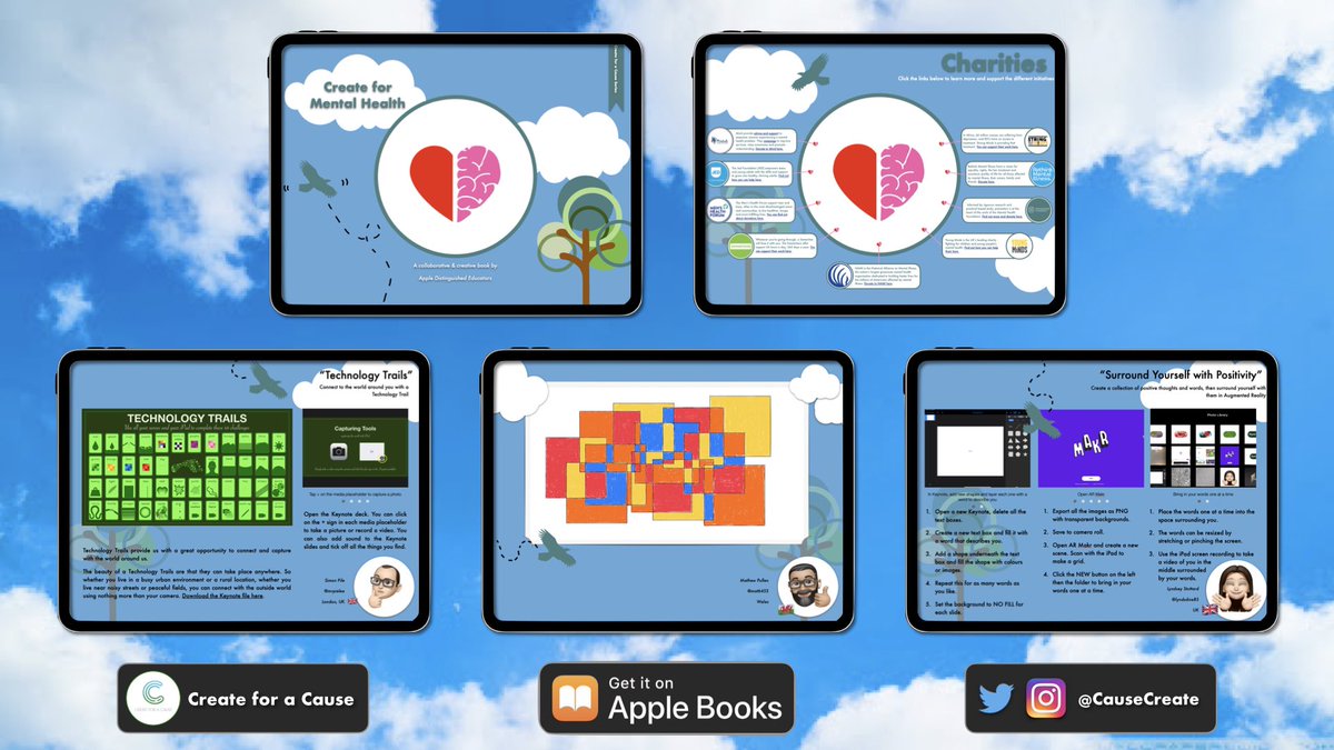 🧘 🧘‍♀️ 🧘‍♂️ 

Get students creating to raise awareness for #mentalhealth with Video, Photo, AR, Music &amp; Drawing

Learn more about charities that are making an impact globally.

Donate if you can!

books.apple.com/us/book/create…

@mrpielee <a href="/peterford/">Peter Ford</a> <a href="/cgalleyedu/">Chris Galley</a> <a href="/AppleEDU/">Apple Education</a> #CreateforaCause