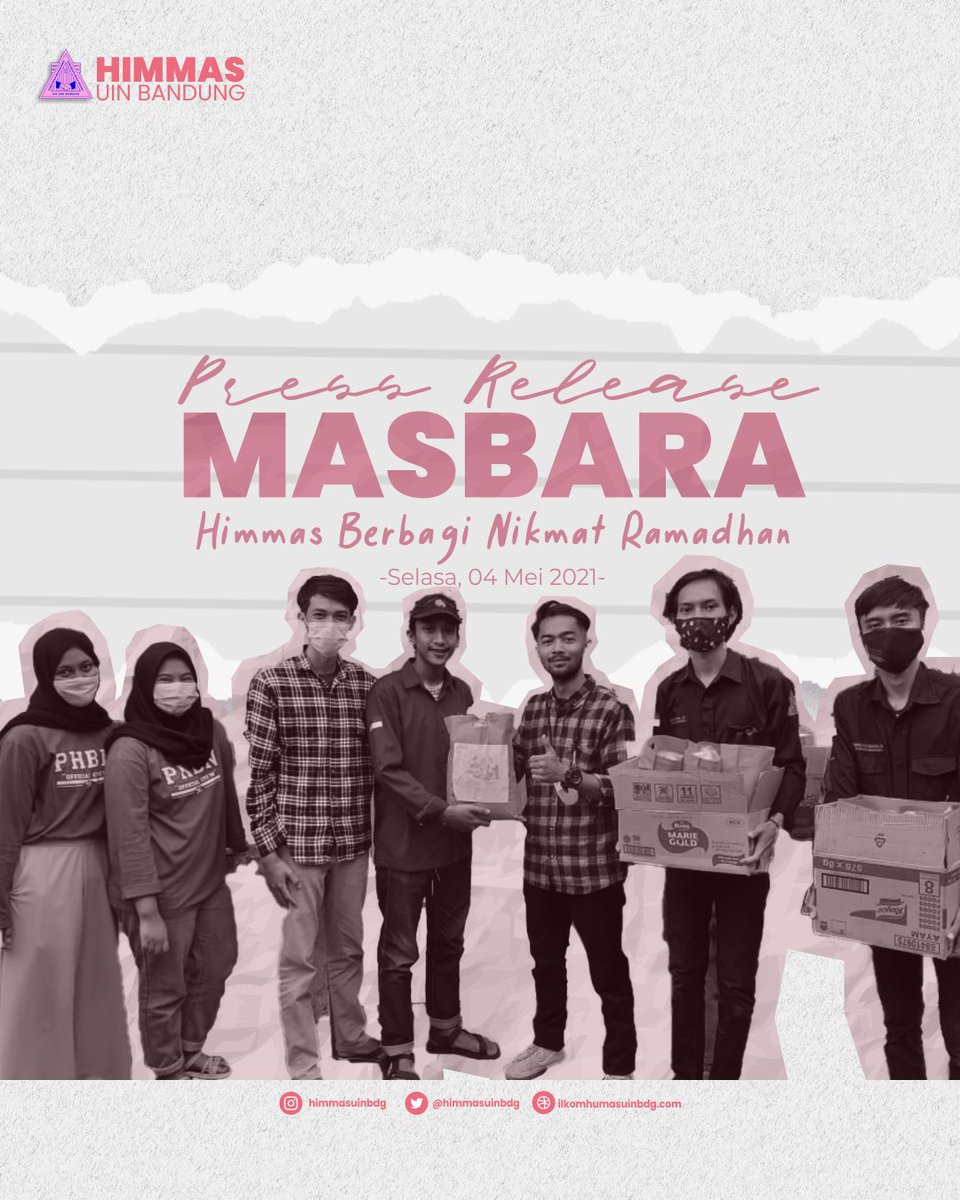 [PRESS RELEASE] ⁣

Himmas UIN Bandung sudah mengumpulkan donasi sebesar Rp1.185.000 untuk dialokasikan ke 10 paket sembako dan 130pcs ta'jil. 

Narahubung : ⁣
📞 0895-3271-28215 (Dio) ⁣
⁣
#HimmasUINBdg⁣
#AingHumasBlought ⁣
#InHumasWeTrust ⁣
#PressRelease ⁣
#MasBara
