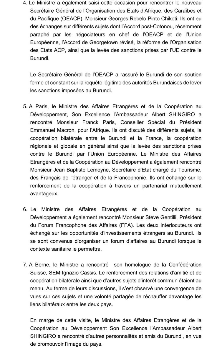 MAEBurundi's tweet photo. Communiqué de presse sanctionnant la tournée du Ministre en Europe. https://t.co/pjbGfH1wDm