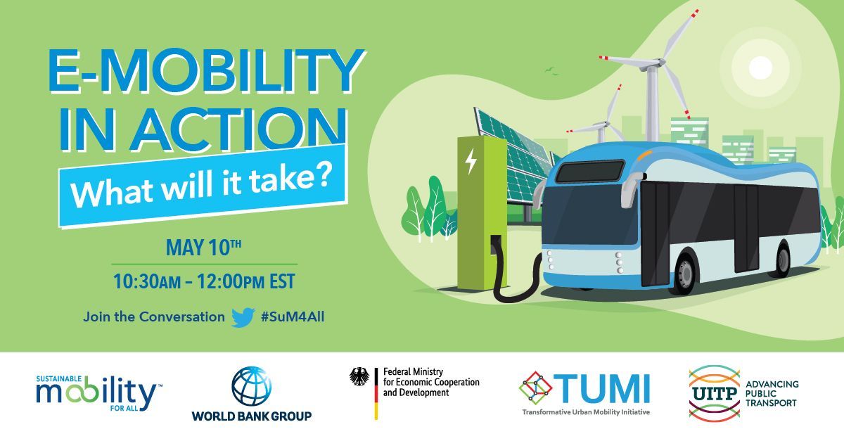 SEforALLorg's tweet photo. Why is it essential to get e-mobility right?
Join #SuM4All's #EmobilityinAction event where we discuss policy frameworks, conditions and models for the introduction of electric mobility worldwide⚡🚗
🗓 10 May 2021
🕑 16:30 CEST
🔗 https://t.co/LKcKLlkvSA https://t.co/tvFWv6PnRr