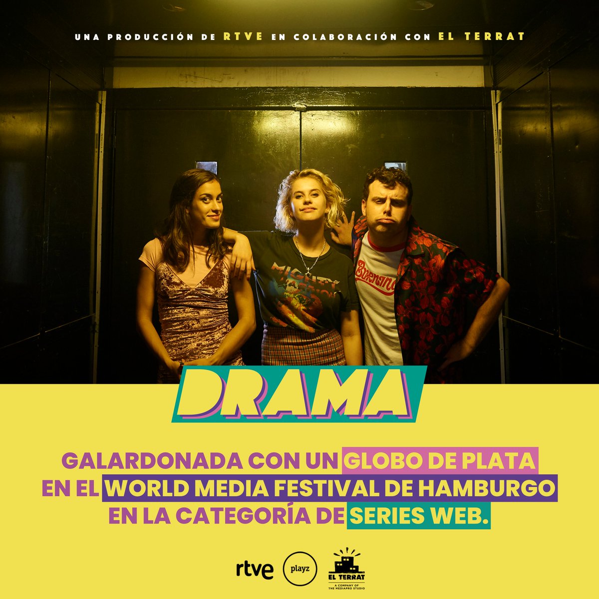 Nos hace mucha ilusión comunicaros que ‘Drama’, producido por RTVE en colaboración con EL TERRAT, ha sido premiada en el World Media Festival de Hamburgo con un Globo de Plata en la categoría de series web.

¡Felicidades a todo el equipo!

Serie completa | rtve.es/playz/drama/