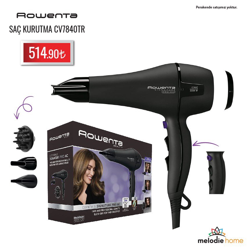 Rowenta saç kurutma makinesi stoklarımızda! <a href="/rowentaturkiye/">Rowenta Türkiye</a> #rowenta #saçkurutma #kurutmamakinesi #izmir #melodiehome #toptansatış