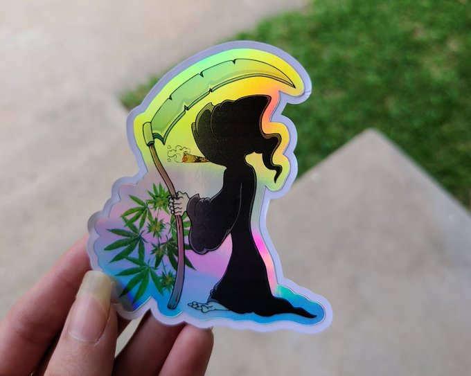 Excited to share the latest addition to my #etsy shop: Grim ripper smoking weed in plants - holographic<a href="/tag/etsy"class="tags">#etsy</a><a href="/tag/sticker"class="tags"><span>#sticker</span></a><a href="/tag/grimrippersticker"class="tags"><span>#grimrippersticker</span></a><a href="/tag/weedsticker"class="tags"><span>#weedsticker</span></a><a href="/tag/420sticker"class="tags"><span>#420sticker</span></a>