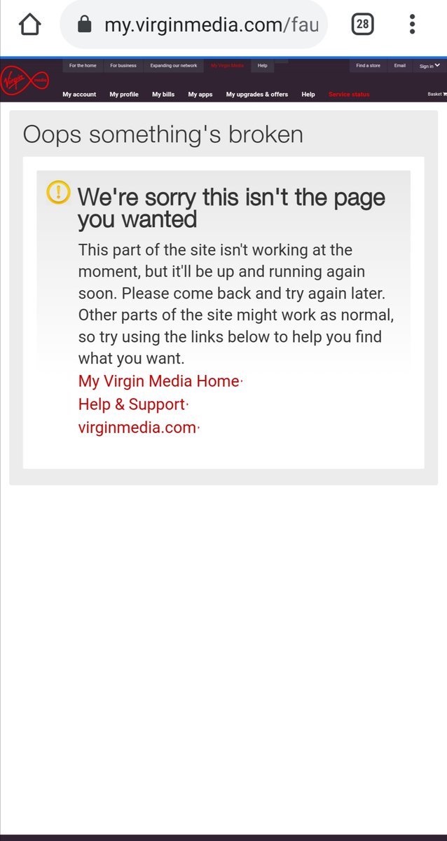 I guess this answers the question 'is there a problem in my area' <a href="/virginmedia/">Virgin Media ❤️</a> 🙄