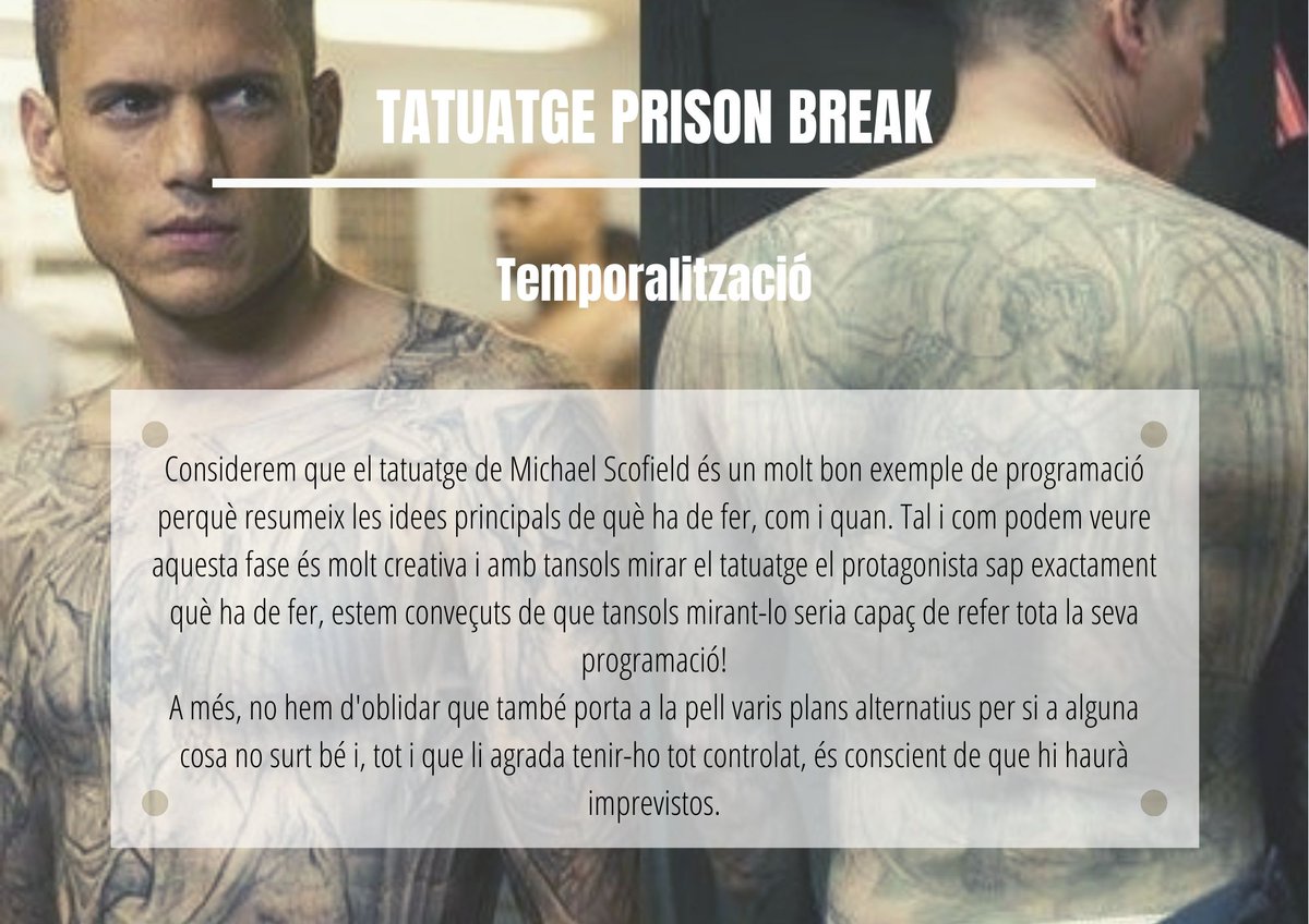 SProgramatic's tweet image. Bon dia‼️
Avui us venim a respondre la següent pregunta🤔...
🗣️Creieu que el tatuatge de Michael Scofield es pot considerar la temporalització de la seva programació❓
Vosaltres què en penseu? Us deixem aquí a sota la nostra opinió 👇🏽
#PEAFE_2021