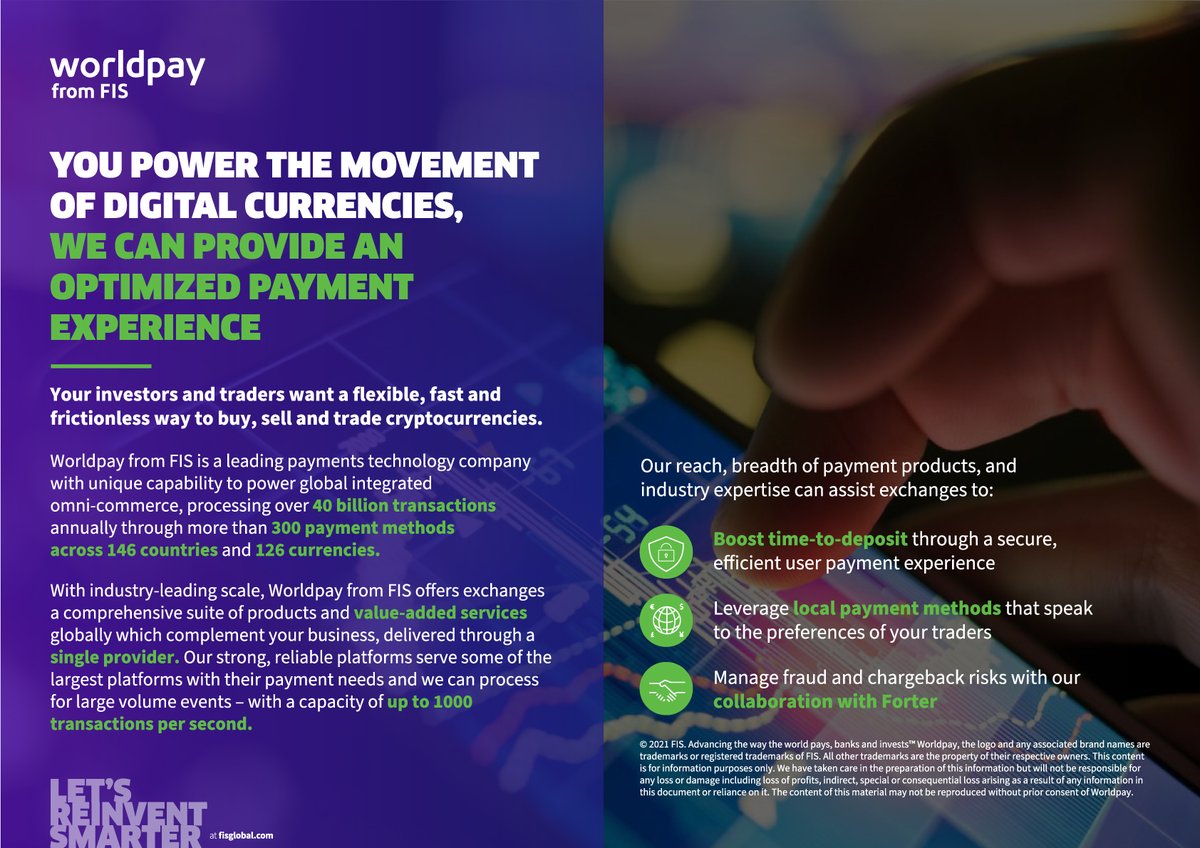 Worldpay from <a href="/FISGlobal/">FIS</a> is a leading payments technology company with unique capability to power global integrated omni-commerce. Want to trade, buy or sell cryptocurrencies in a flexible and fast way? 
Visit fisglobal.com/en-gb/merchant… for more information.
#GBABCW #Worldpay #FIS