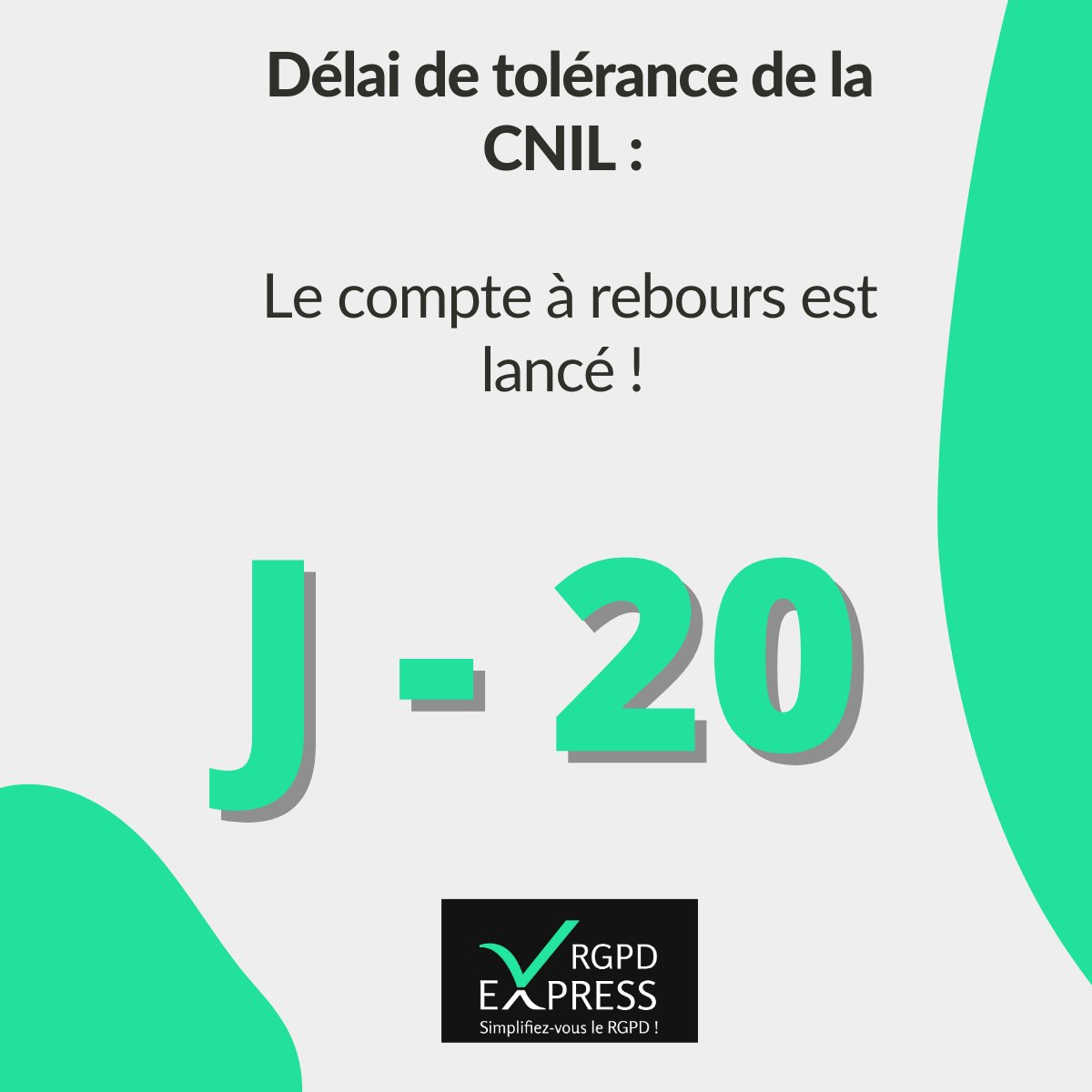 Breaking news : le compte à rebours est lancé, dans 20 jours le délai de tolérance accordé par la CNIL pour se mettre conforme au RGPD touchera à sa fin ! 🙄

Demandez votre démo par ici pour une mise en conformité simplifiée 😇 : bit.ly/2NvhoQ1