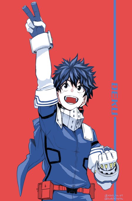 こばじさん@xiao_lin_GT のピースサインと笑顔が素敵なデクを塗らせていただきましたッ! 笑顔で颯爽と助けてくれそうな雰囲気が良きです💓
#ヒロアカ線画展塗ってみた 