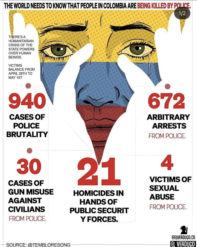 There is a humanitarian crisis in Colombia, we need world’s eyes on our country