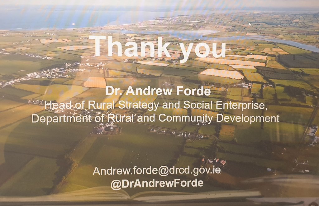 Great to see @DrAndrewForde @DRCD presenting Ireland's 'Our Rural Futures' Policy at the @ENRD_CP  Long Term Vision Thematic Group Meeting.