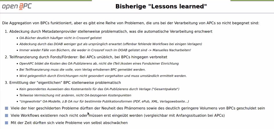 v_i_o_l_a's tweet image. bislang gibt es daten von 9 institutionen – und auch einige probleme, z.b. in der metadaten-abdeckung und in der ermittlung der &quot;eigentlichen&quot; BPCs. hoffentlich wird sich das, wie bei den APCs, mit der zeit noch &quot;einpendeln&quot;. die folien: bit.ly/3b2IwhL #openAPC #BPCs