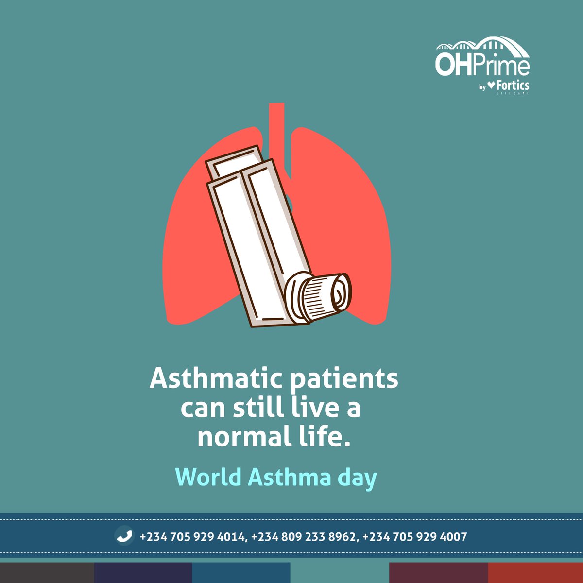 Asthma types range from mild to severe but
you can still live a normal life regardless of
the type.

Asthmatic patients can ensure a healthy and
normal life, just make sure to have an inhaler
handy at all times.

#AsthmaAwarenessMonth #AsthmaDay #WorldAsthmaDay