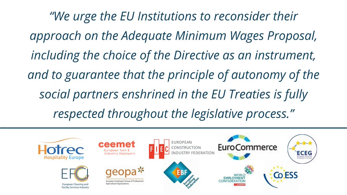_EFCI_'s tweet photo. Together with @CEEMET #CoESS @EBFeu @ECEG_Brussels @eurocommerce @FIEC_Brussels #GEOPA-COPA @HOTREC_EUROPE @WECeurope, we are issuing today a Joint Statement showing our position on the Commission’s proposal on #WinimumWage 👉https://t.co/ibO0waWqZq https://t.co/cqbGXj4yjU