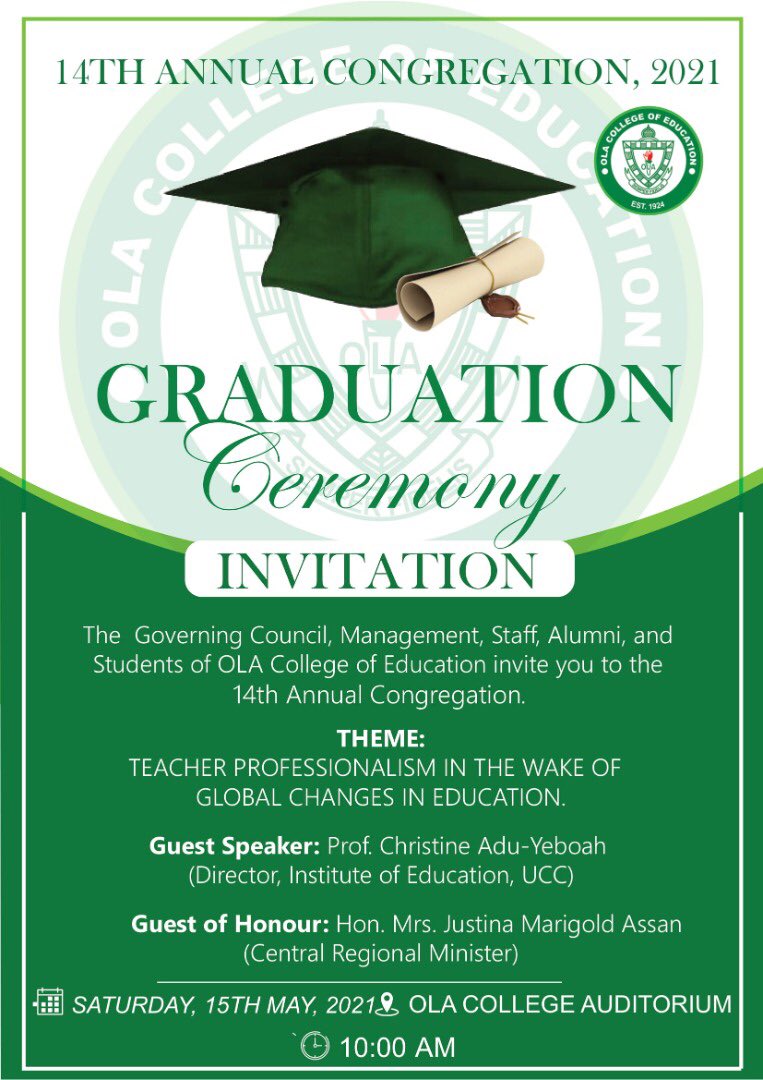 Keep calm and know that our 14th annual congregation is on the 15th May, 2021. All are cordially invited but note that all #COVID19 protocols will be strictly adhere to, thank you.