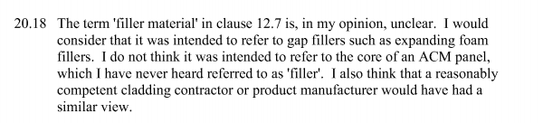 This line in the report of the cladding expert at the Grenfell Tower Inquiry essentially says the govt has been wrong to claim it had banned the cladding used on Grenfell and elsewhere before the fire