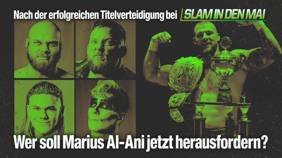 wXw Germany (@wxwgermany) on Twitter photo Wir wollen deine Meinung!
<a href="/mariusAL_Ani/">Marius AL-Ani</a> hat auch das Rematch unter 2-out-of-3-Falls Regeln gegen @BobbyGunz28 bei wXw #WeLoveWrestling 10: Slam in den Mai gewonnen - wer sollte deiner Meinung nach der nächste Contender auf die wXw Unified World Wrestling Championship werden? Wir wollen deine Meinung!
<a href="/mariusAL_Ani/">Marius AL-Ani</a> hat auch das Rematch unter 2-out-of-3-Falls Regeln gegen @BobbyGunz28 bei wXw #WeLoveWrestling 10: Slam in den Mai gewonnen - wer sollte deiner Meinung nach der nächste Contender auf die wXw Unified World Wrestling Championship werden?