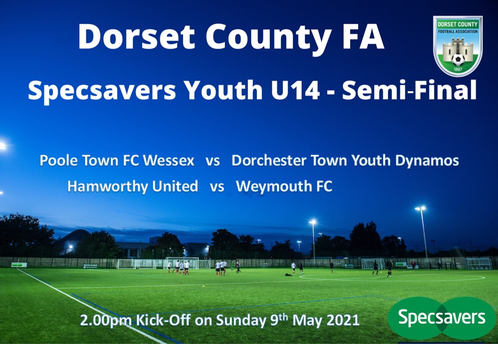 County Cup | Good luck to all the teams competing in our <a href="/Specsavers/">Specsavers</a> Youth U14 County Cup Semi-Finals this weekend!   

#PooleTownFCWessex
<a href="/DorchYouthFC/">Dorchester Town Youth FC</a> 
<a href="/HamworthyUtdFC/">Hamworthy United FC</a> 
<a href="/theterras/">Weymouth FC</a>