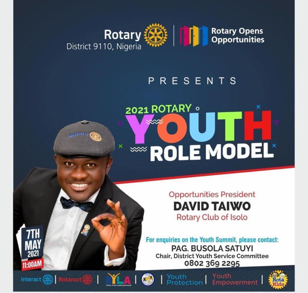 racisolo69's tweet photo. *2021 ROTARY YOUTH SUMMIT*
Rotaract Club of Isolo in support of Rotary Club of Isolo. organized by Rotary District 9110, Nigeria. 
Theme👇👇: Social Media, Mental Health and the Youth
Date: Friday 7th May, 2021
Time: 11:00am
For further enquiries:
*PAG Busola Satuyi
0802 369 2295 https://t.co/apJOvLiO9y