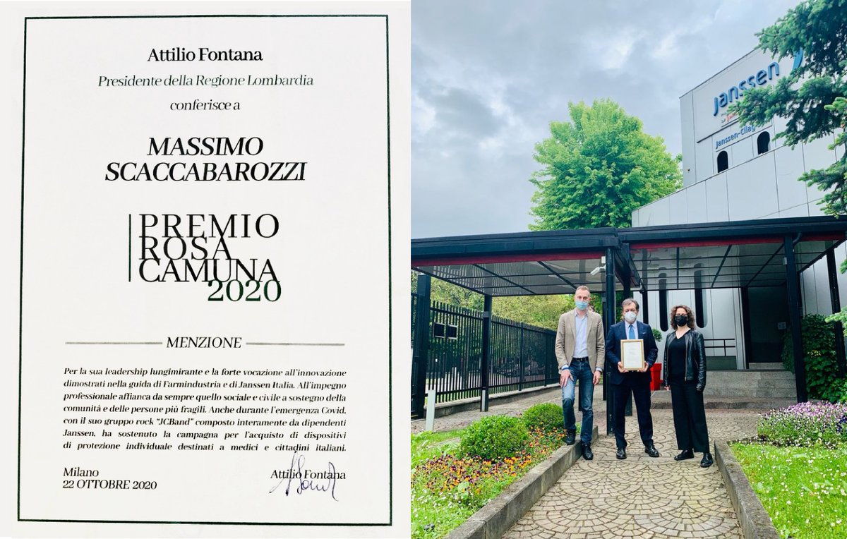 J&J Innovative Medicine Italia (@jnj_italy) on Twitter photo Premio #RosaCamuna <a href="/RegLombardia/">Regione Lombardia</a> a Massimo Scaccabarozzi per la sua #leadership e la vocazione all'innovazione dimostrati alla guida di <a href="/FarmindustriaTW/">Farmindustria</a> e di #JanssenItalia: all'impegno professionale affianca da sempre quello sociale e civile a sostegno delle comunità Premio #RosaCamuna <a href="/RegLombardia/">Regione Lombardia</a> a Massimo Scaccabarozzi per la sua #leadership e la vocazione all'innovazione dimostrati alla guida di <a href="/FarmindustriaTW/">Farmindustria</a> e di #JanssenItalia: all'impegno professionale affianca da sempre quello sociale e civile a sostegno delle comunità