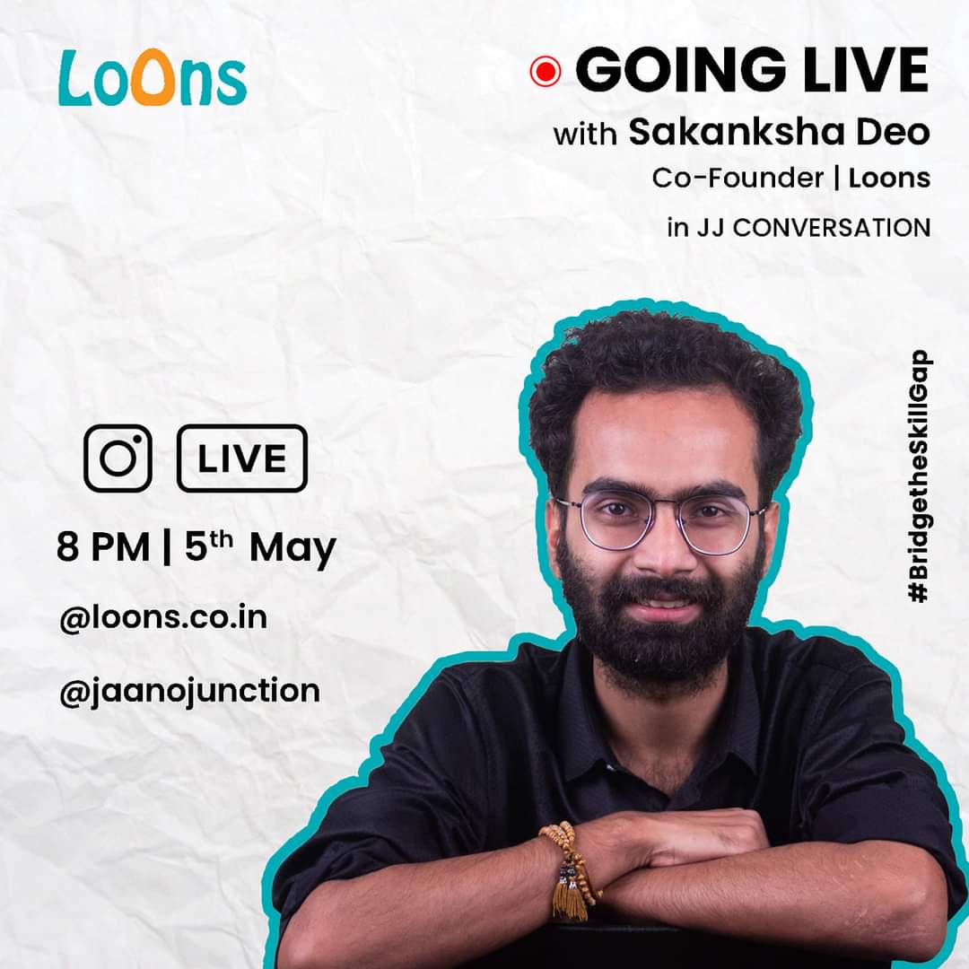 loonsindia's tweet photo. Catch our co-founder @sakankshad  going live on Instagram with Kshitij Chowdhury at 8 PM today. 

Don't miss this session as we are here to talk about graphic design workshop - #bridgetheskillgap.

#graphicdesign #loons #instalive #instadaily #workshop #creativity https://t.co/mbo98RjNI5