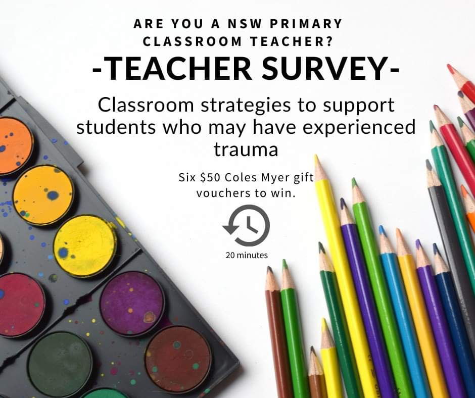 Please share, my sister's PhD research still needs a hundred more surveys!

Are you a current NSW primary classroom teacher? It will take about 20 minutes: mqedu.qualtrics.com/jfe/form/SV_0p…

Please help <a href="/miss_manda_k/">Amanda Kowalczyk</a> <a href="/mrdanielyong/">Daniel Yong</a> <a href="/BecWest81/">Bec West</a>  <a href="/JohnCarters/">john carters</a> <a href="/gloria_chan10/">Gloria Chan</a> <a href="/LilaMularczyk/">💧Lila Mularczyk OAM JP FACE FACEL💗🌈</a>