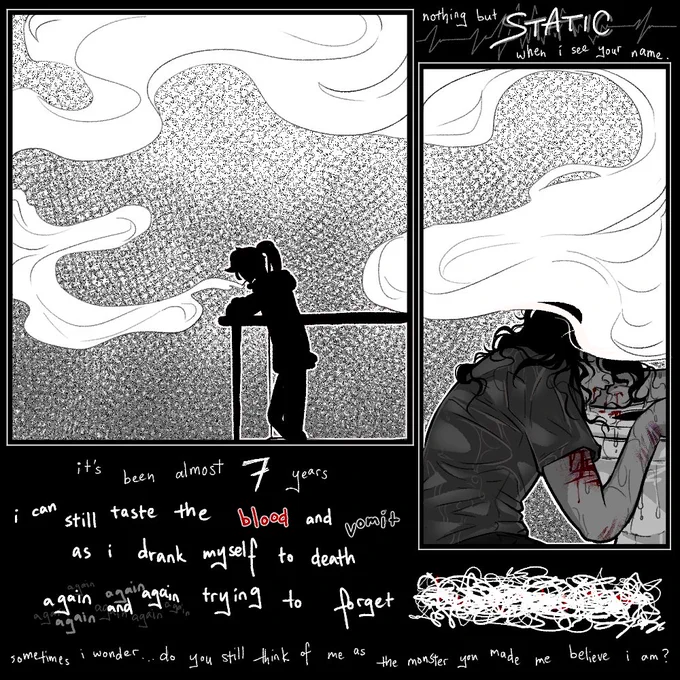 cw: smoking, vomit, self harm, alcohol, drugs, vent

... or do you still think i left you to rot?

for 7 long years, i hammered my ego to death
just to forgive you, just to let go

my therapist said it would bring me peace

but i fear in forgiving you 
i can never forgive myself. 