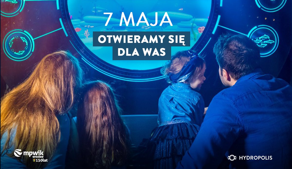 Hydropolis zaprasza!
Centrum wiedzy o wodzie Hydropolis ponownie czeka na gości. Zapraszamy od piątku, 7 maja 2021 roku! Od wtorku do piątku w godzinach 09:00-18:00, a w weekendy od 10:00 do 20:00. 
Przy zwiedzaniu wystawy należy pamiętać o zachowaniu zasad reżimu sanitarnego.